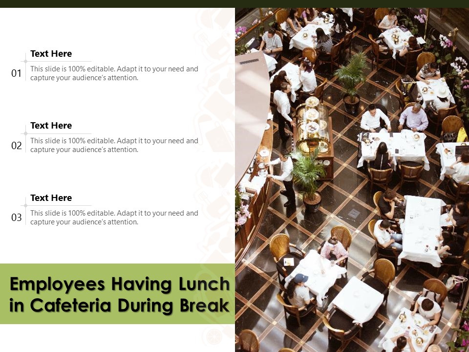 Employees Having Lunch In Cafeteria During Break Ppt PowerPoint Presentation Icon Example PDF