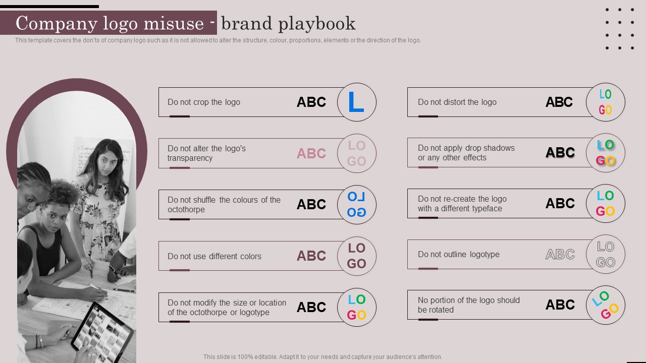 Employer Branding Playbook Company Logo Misuse Brand Playbook Sample PDF