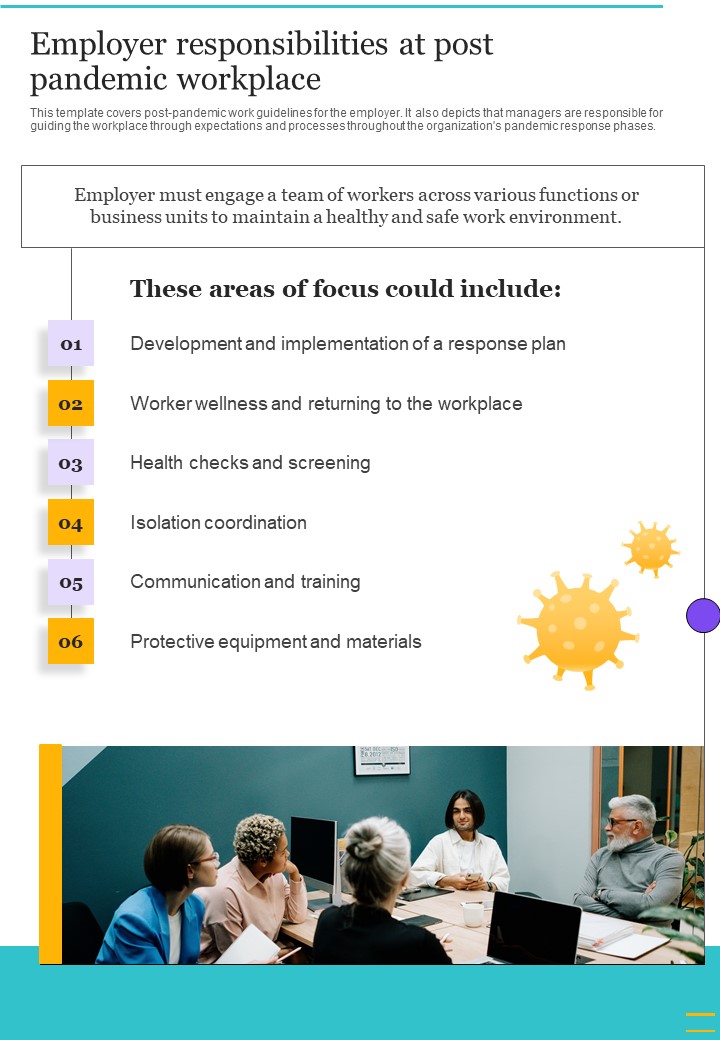 Employer Responsibilities At Post Pandemic Workplace One Pager Sample Example Document