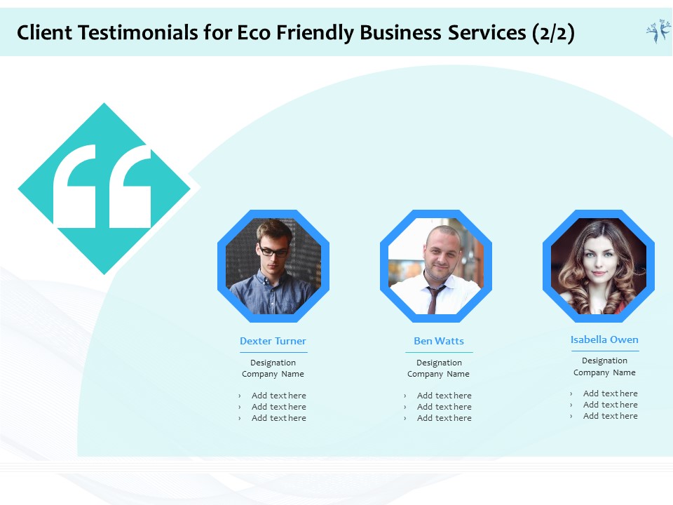 Energy Efficient Corporate Client Testimonials For Eco Friendly Business Services Company Guidelines PDF