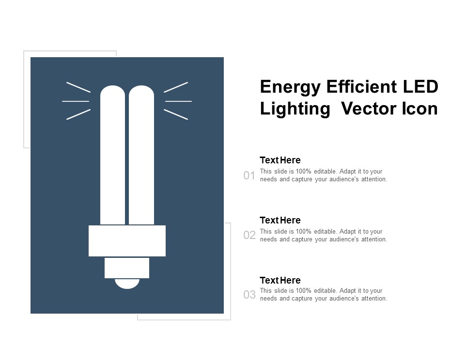 Energy Efficient LED Lighting Vector Icon Ppt PowerPoint Presentation Model Outline