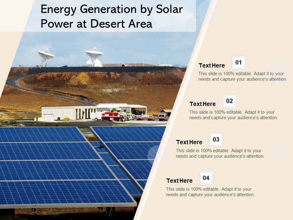Energy Generation By Solar Power At Desert Area Ppt PowerPoint Presentation Icon Example File PDF