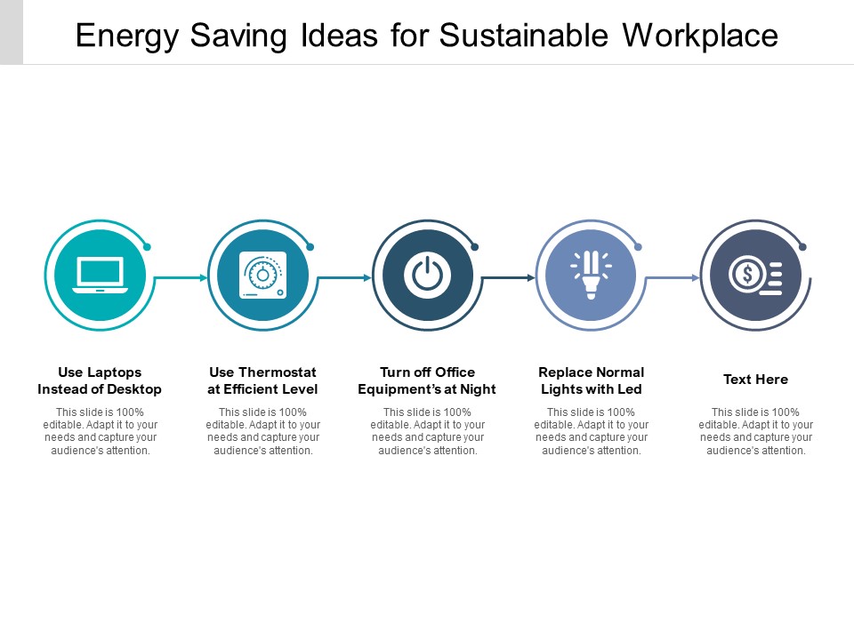 Energy Saving Ideas For Sustainable Workplace Ppt PowerPoint Presentation Professional Information
