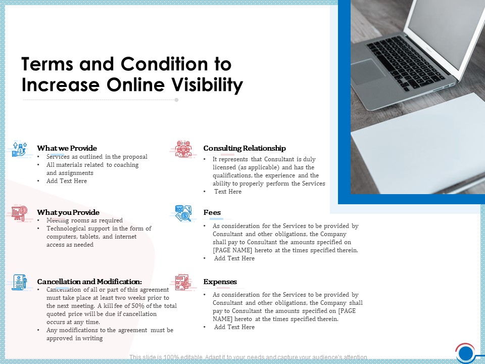 Enhancing Digital Presence Proposal Template Terms And Condition To Increase Online Visibility Template PDF