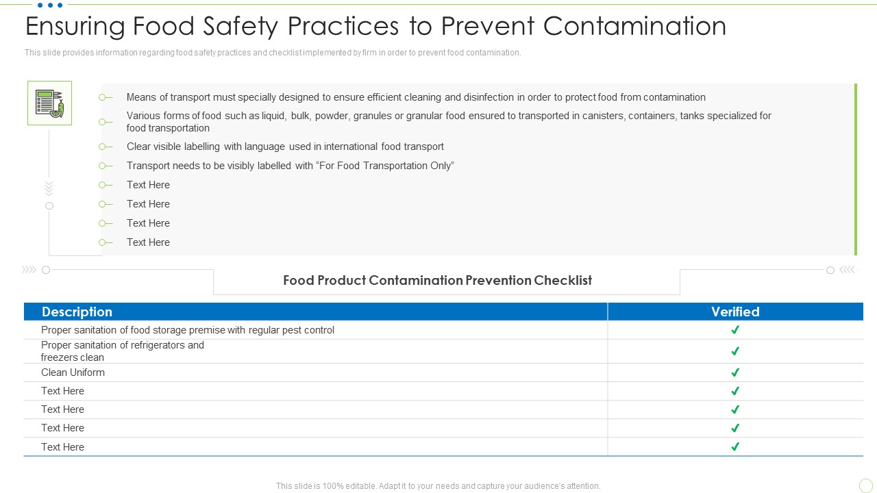 Ensuring Food Safety Practices To Prevent Contamination Food Security Excellence Ppt Outline Styles PDF