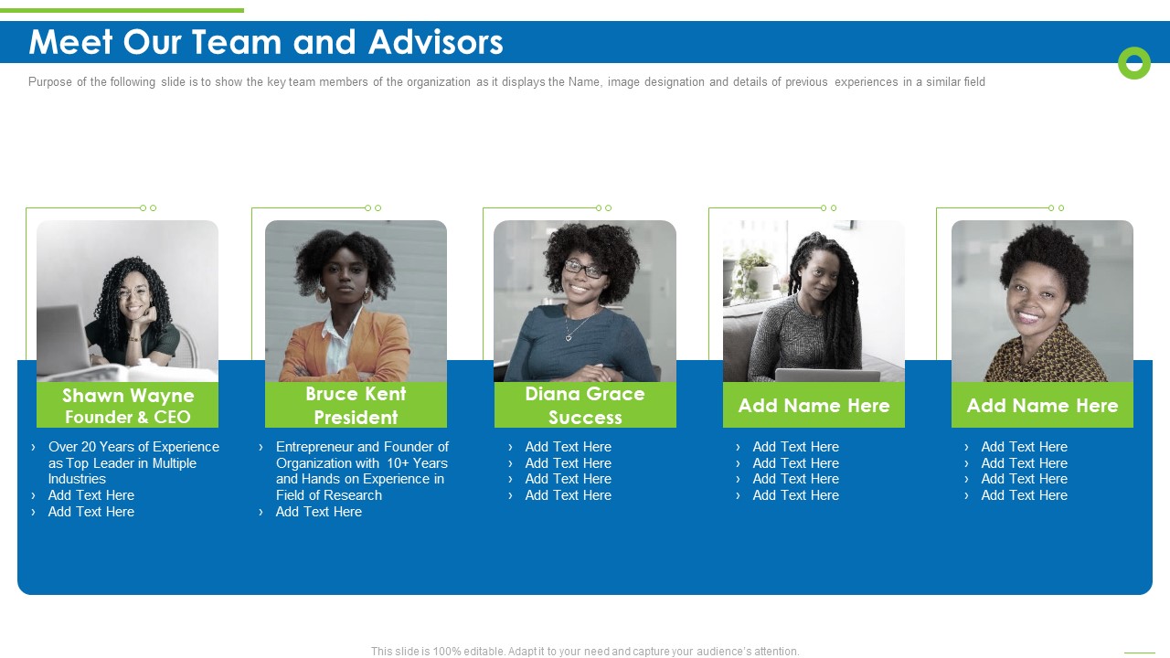 Enterprise Recruitment Industries Investor Fund Raising Meet Our Team And Advisors Inspiration PDF