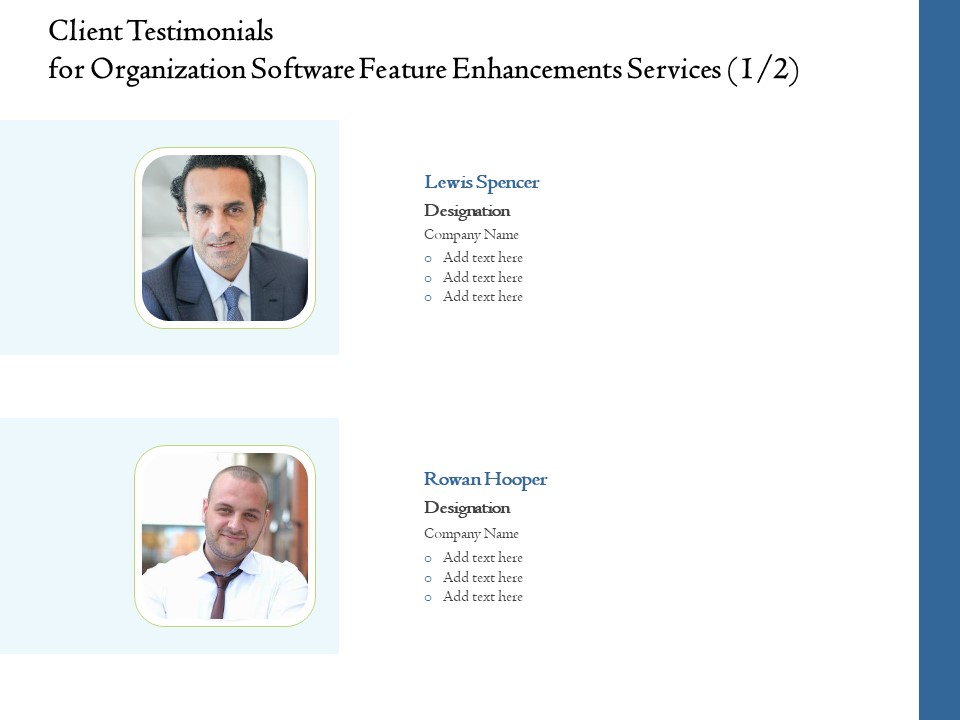 Enterprise Software Development Service Client Testimonials For Organization Feature Enhancements Designs PDF
