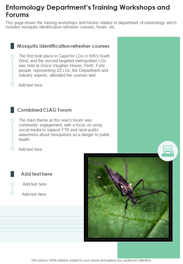 Entomology Departments Training Workshops And Forums One Pager Documents