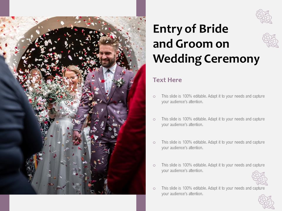 Entry Of Bride And Groom On Wedding Ceremony Ppt PowerPoint Presentation Portfolio Layout PDF