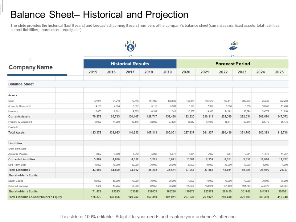 Equity Crowdfunding Pitch Deck Balance Sheet Historical And Projection Infographics PDF