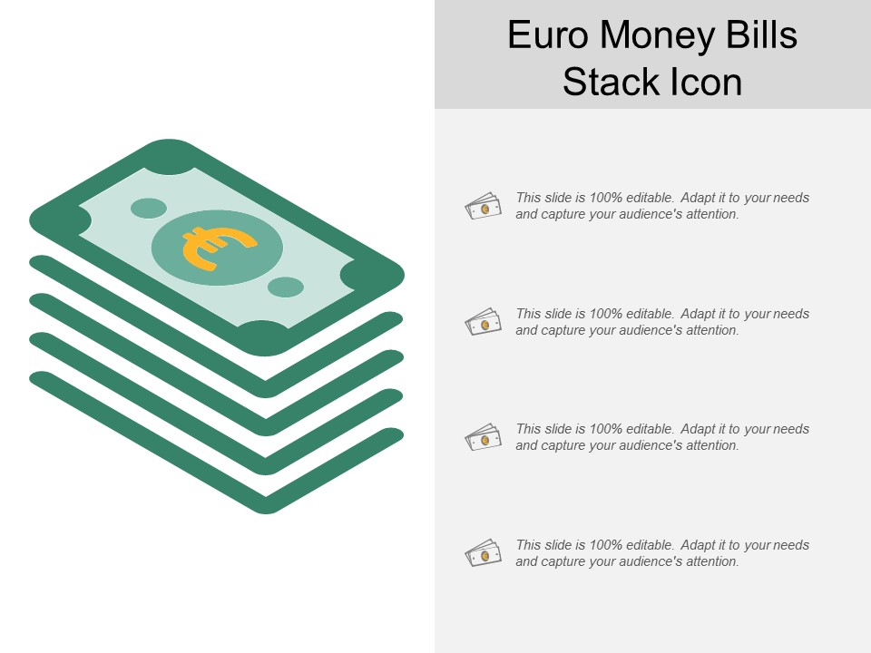Euro Money Bills Stack Icon Ppt Powerpoint Presentation Layouts Icon