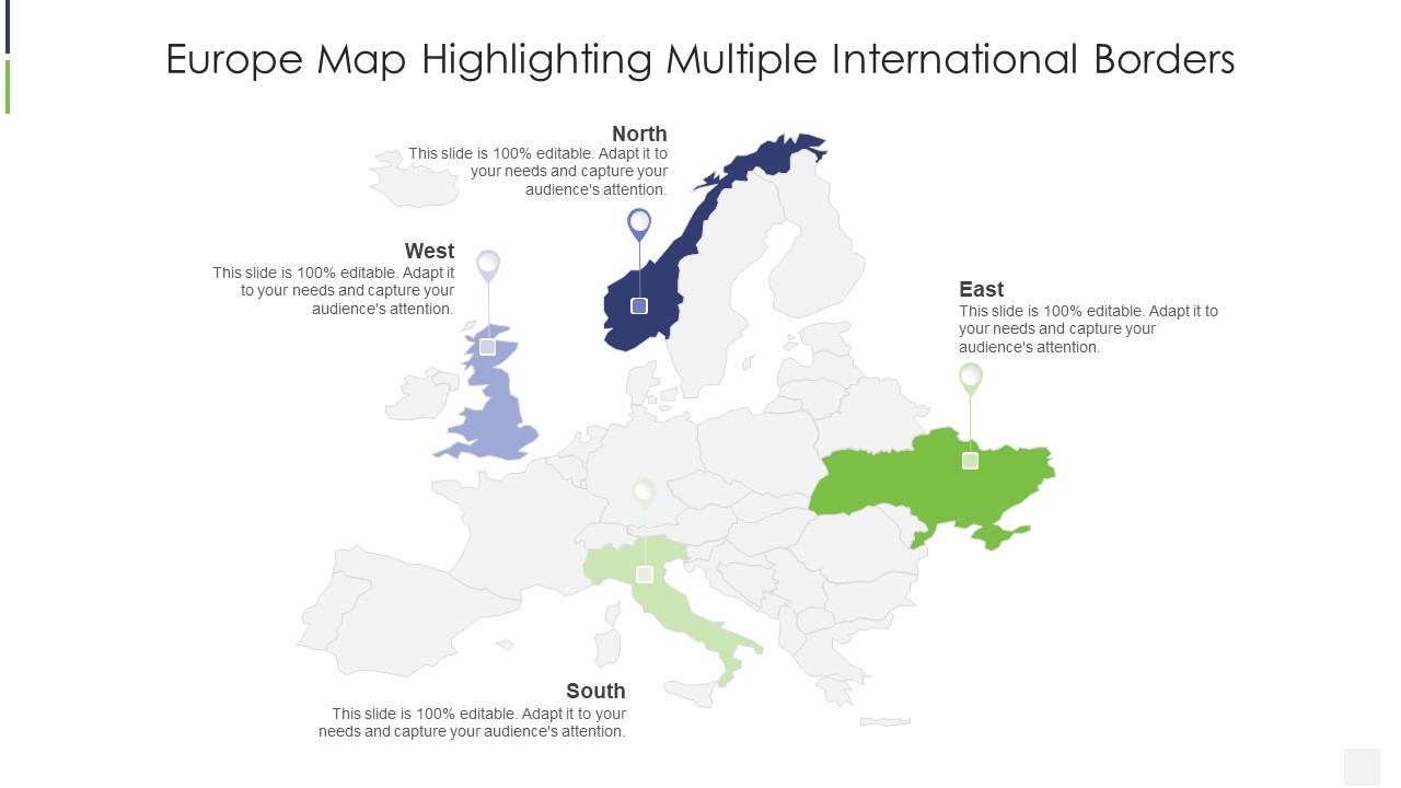 Europe Map Highlighting Multiple International Borders Designs PDF