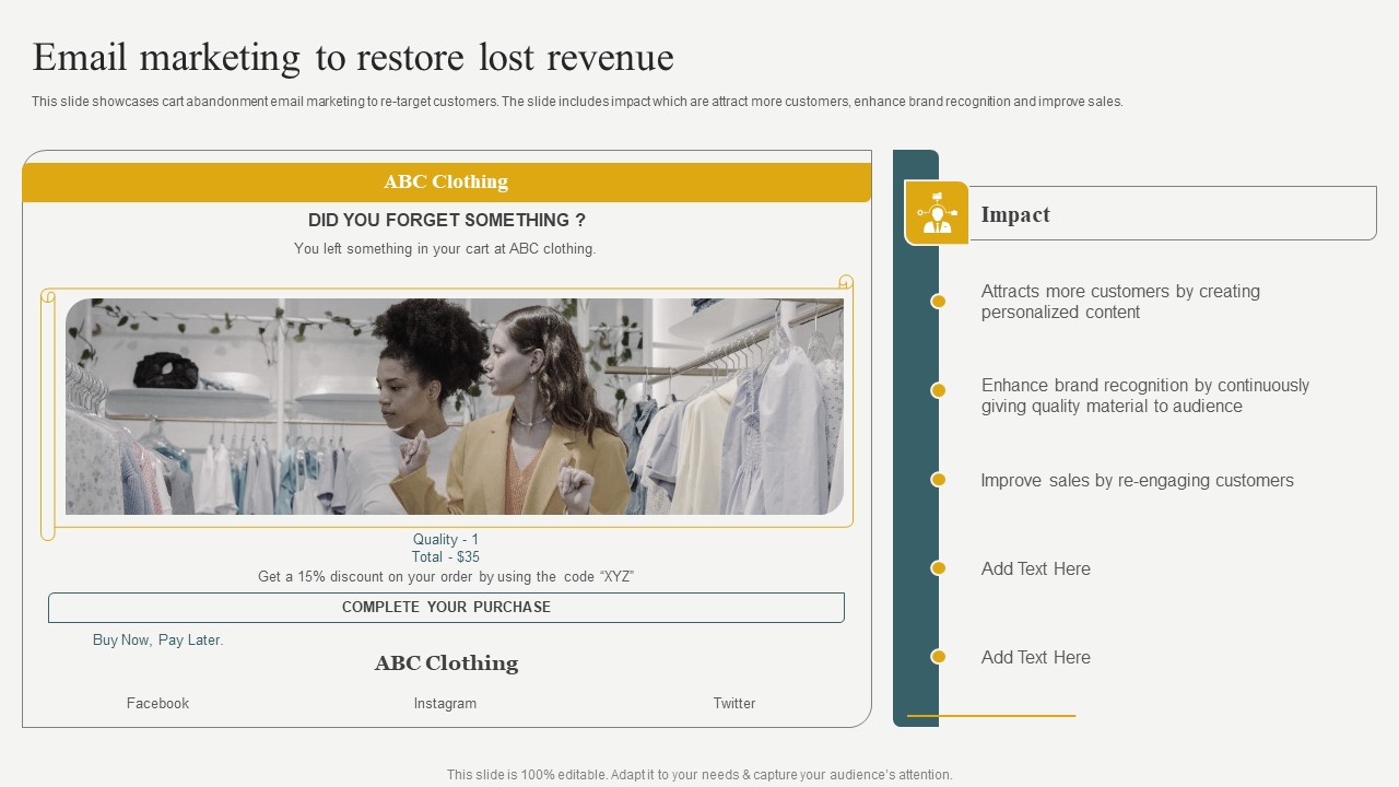 Evaluating Financial Position Of E Commerce Company Email Marketing To Restore Lost Revenue Information PDF
