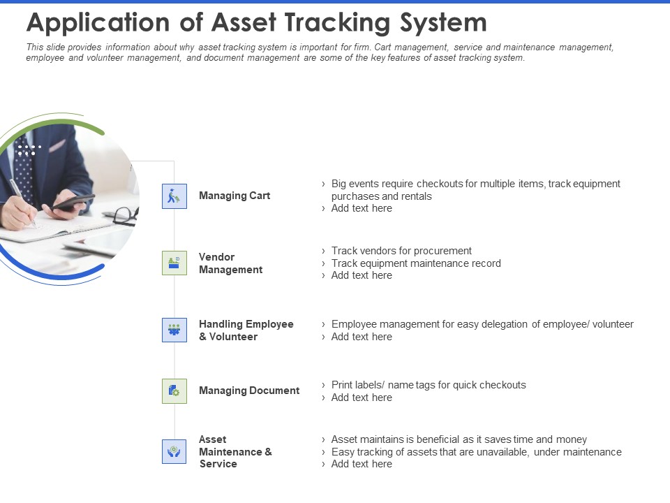 Event Management Services Application Of Asset Tracking System Ppt PowerPoint Presentation Summary Design Inspiration PDF