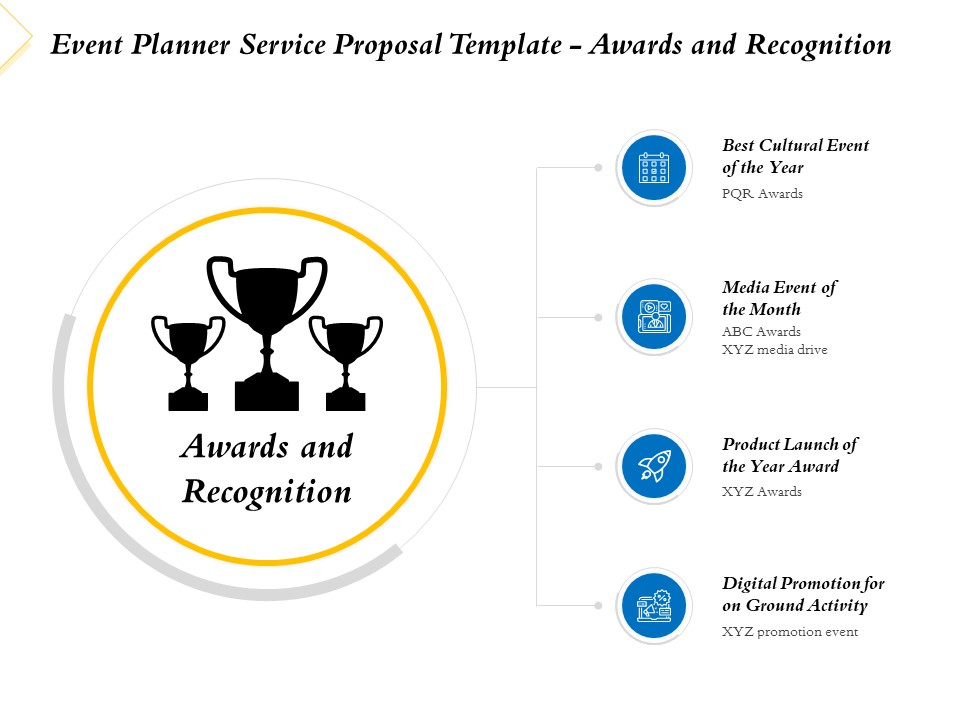 Event Planner Service Proposal Template Awards And Recognition Ppt Portfolio Clipart Images PDF