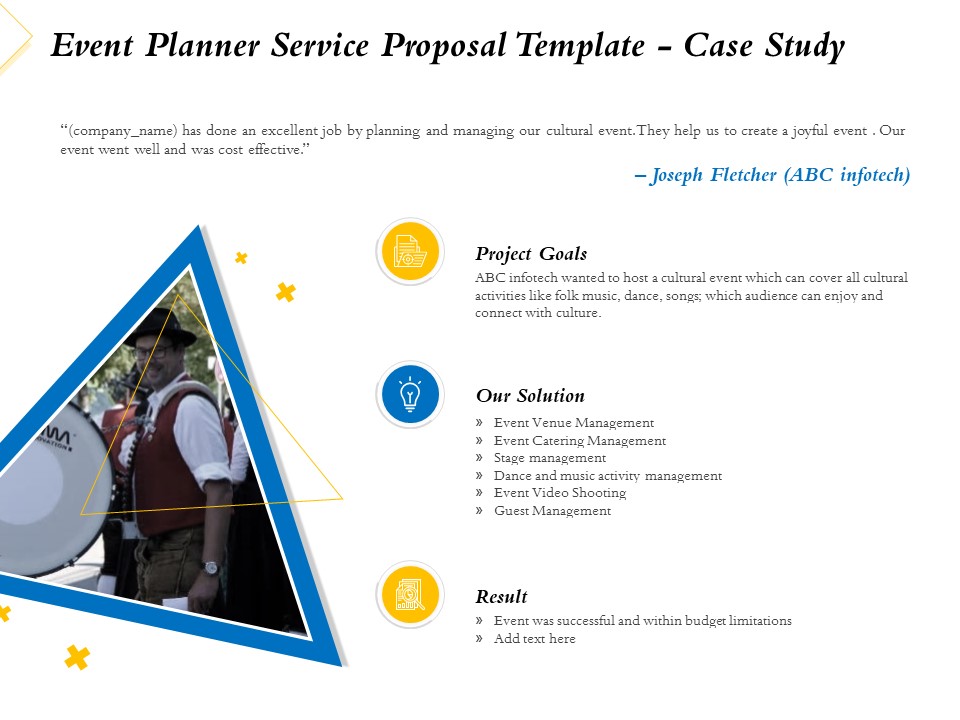 Event Planner Service Proposal Template Case Study Ppt Slides Display PDF
