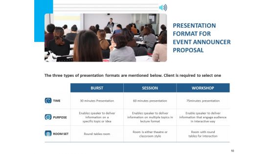 Event Time Announcer Proposal Template Ppt PowerPoint Presentation Complete Deck With Slides