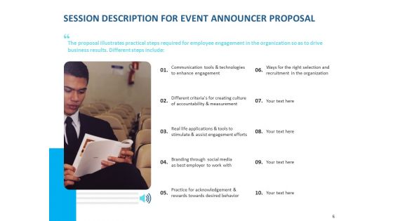 Event Time Announcer Proposal Template Ppt PowerPoint Presentation Complete Deck With Slides