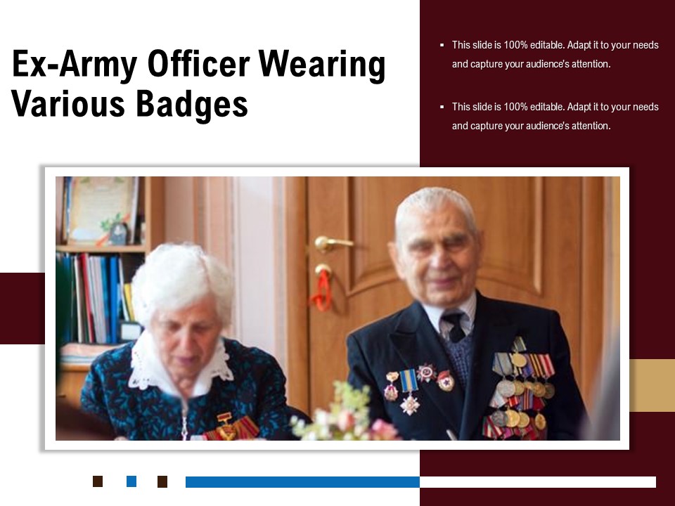 Ex Army Officer Wearing Various Badges Ppt PowerPoint Presentation Icon Designs Download PDF