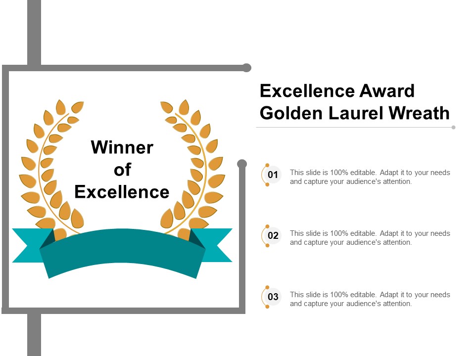 Excellence Award Golden Laurel Wreath Ppt PowerPoint Presentation Show Themes