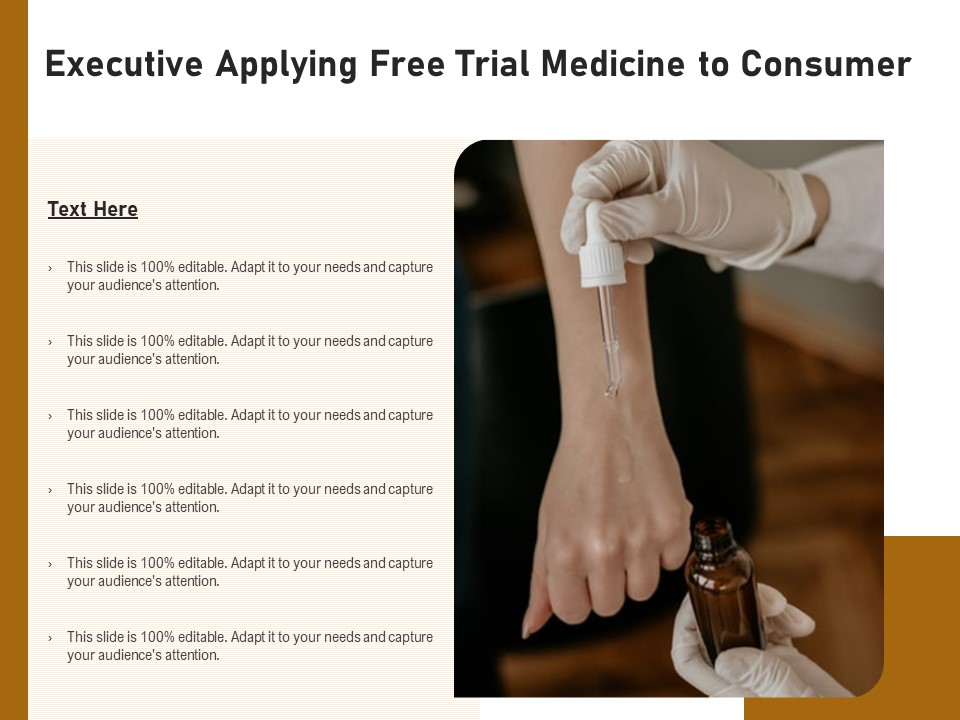 Executive Applying Free Trial Medicine To Consumer Ppt PowerPoint Presentation File Pictures PDF