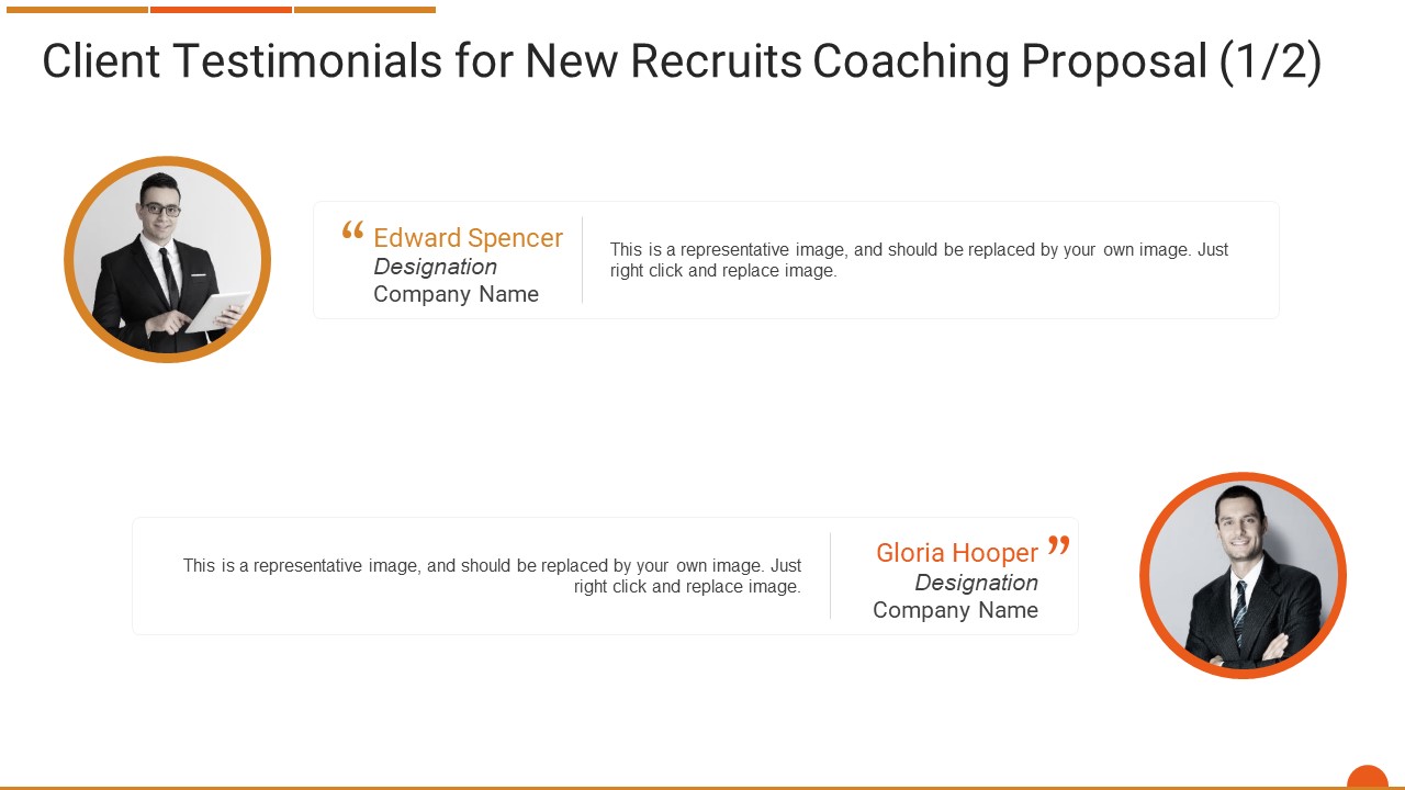 Executive Job Training Client Testimonials For New Recruits Coaching Proposal Elements PDF