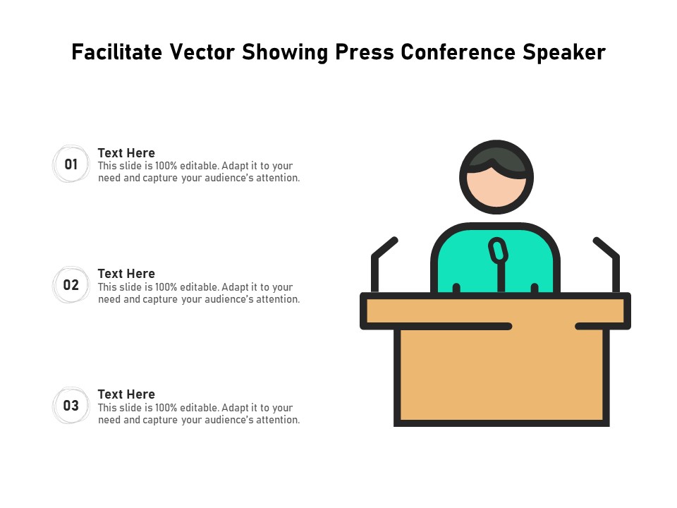 Facilitate Vector Showing Press Conference Speaker Ppt PowerPoint Presentation Gallery Templates PDF