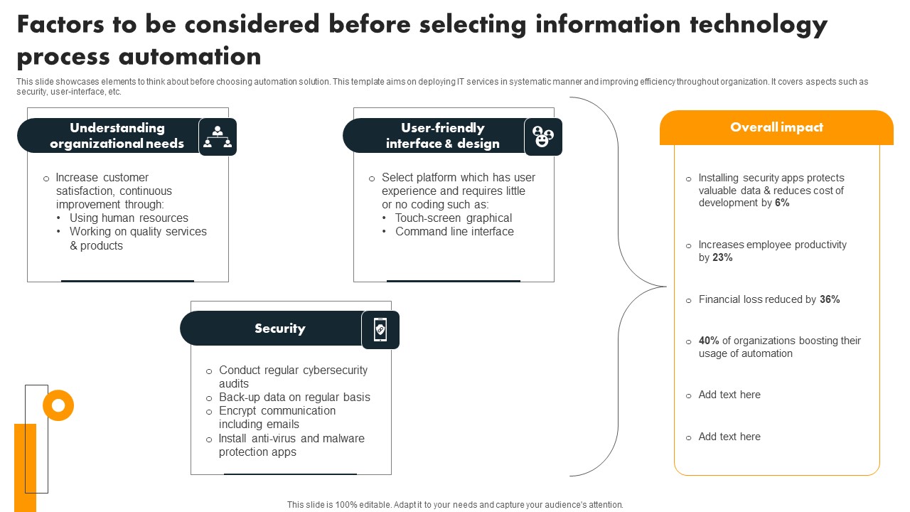Factors To Be Considered Before Selecting Information Technology Process Automation Brochure PDF