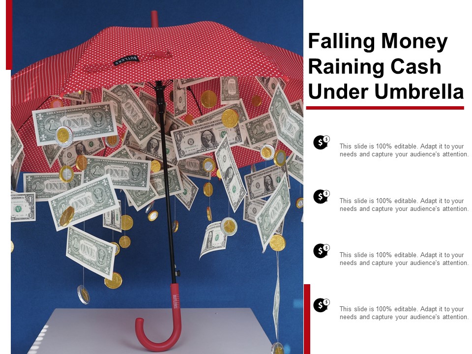 Falling Money Raining Cash Under Umbrella Ppt PowerPoint Presentation Icon Inspiration