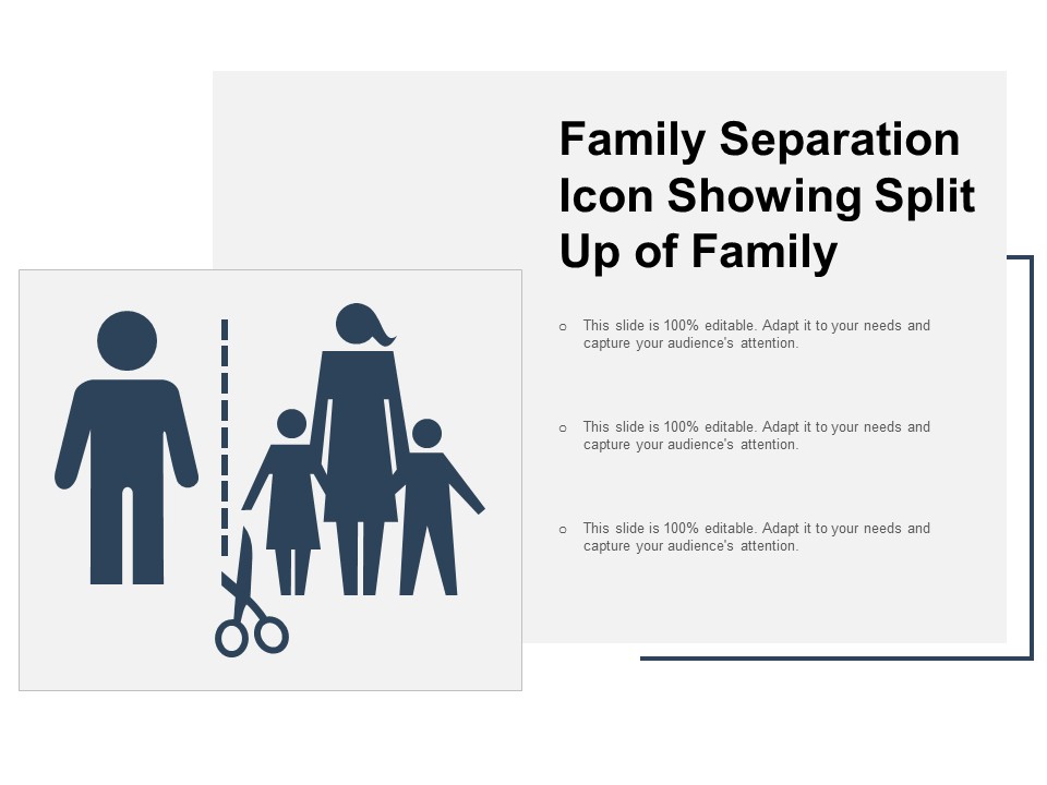 Family Separation Icon Showing Split Up Of Family Ppt Powerpoint Presentation Infographic Template Background