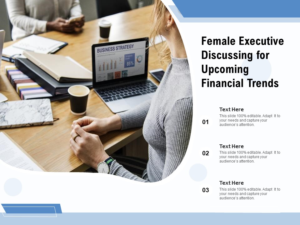 Female Executive Discussing For Upcoming Financial Trends Ppt PowerPoint Presentation Slides Guide PDF