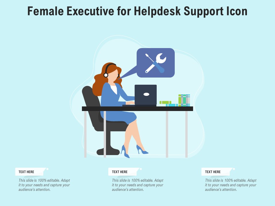 Female Executive For Helpdesk Support Icon Ppt PowerPoint Presentation File Designs PDF
