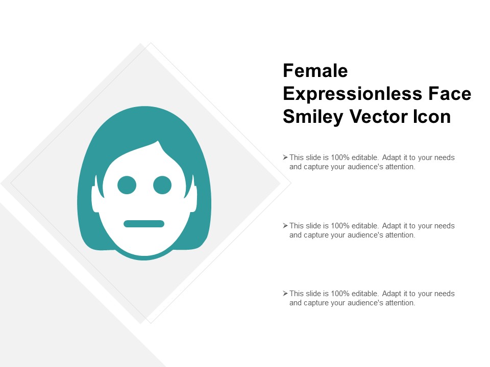 Female Expressionless Face Smiley Vector Icon Ppt PowerPoint Presentation Professional Deck