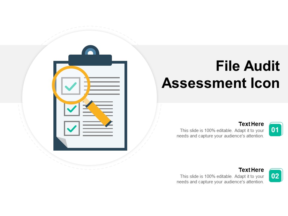 File Audit Assessment Icon Ppt PowerPoint Presentation Clipart PDF