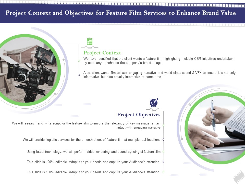 Film Branding Enrichment Project Context And Objectives For Feature Film Services To Enhance Brand Value Structure PDF