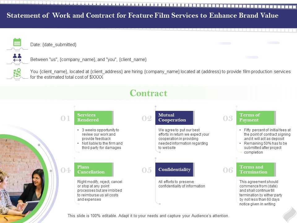 Film Branding Enrichment Statement Of Work And Contract For Feature Film Services To Enhance Brand Value Sample PDF