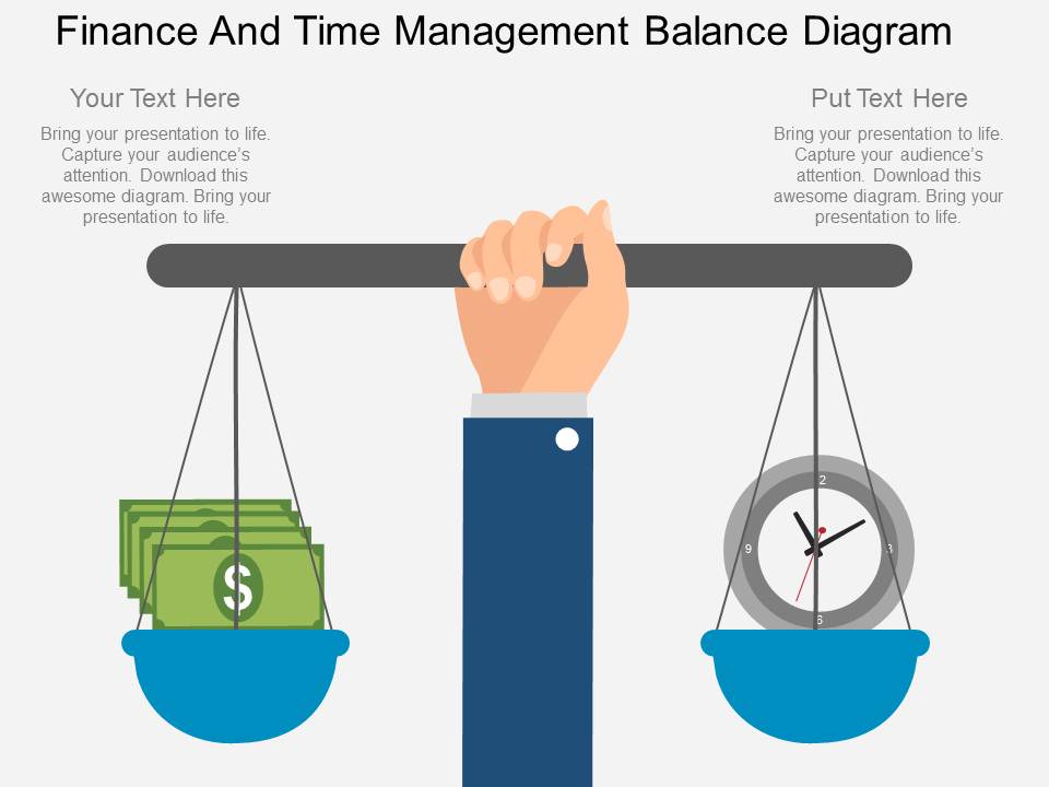 Finance And Time Management Balance Diagram Powerpoint Template