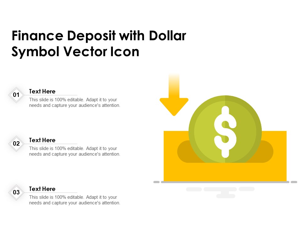 Finance Deposit With Dollar Symbol Vector Icon Ppt PowerPoint Presentation File Clipart PDF