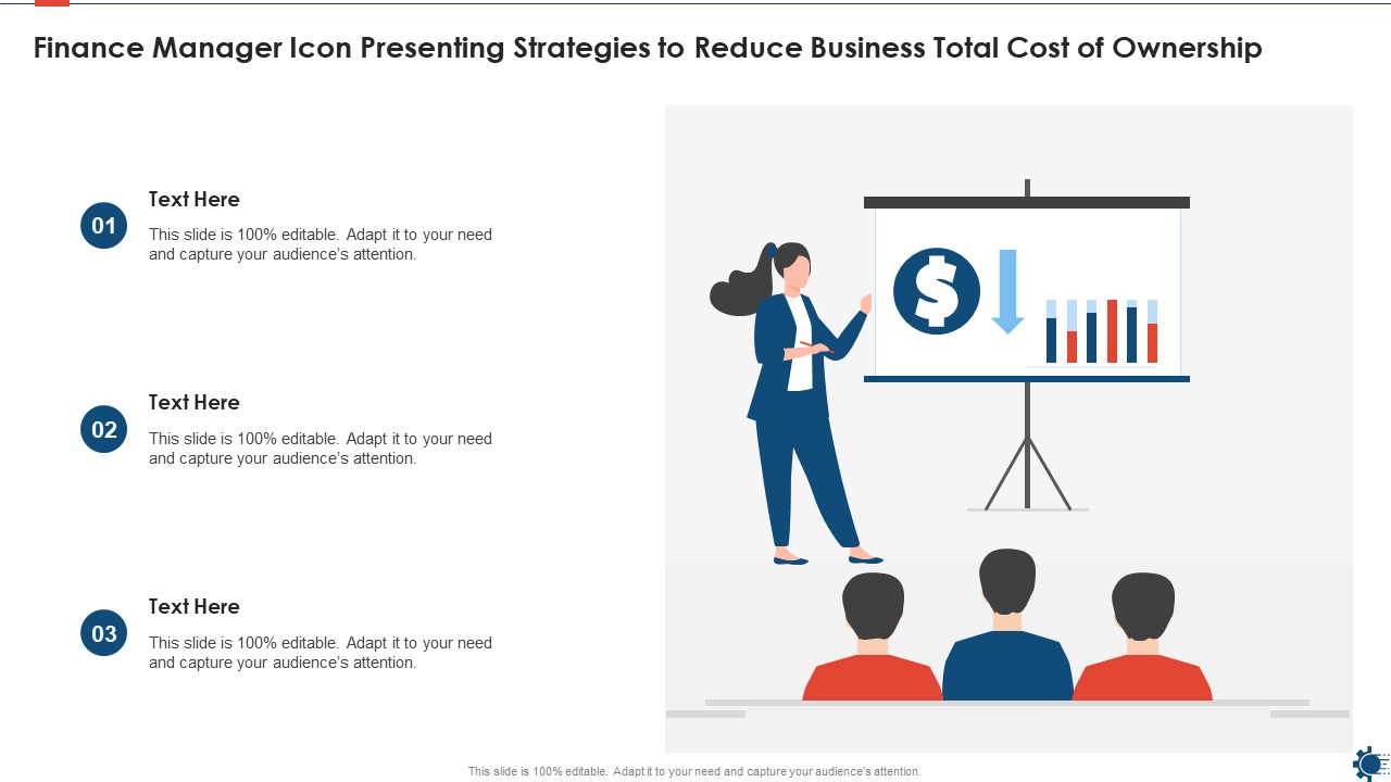 Finance Manager Icon Presenting Strategies To Reduce Business Total Cost Of Ownership Elements PDF