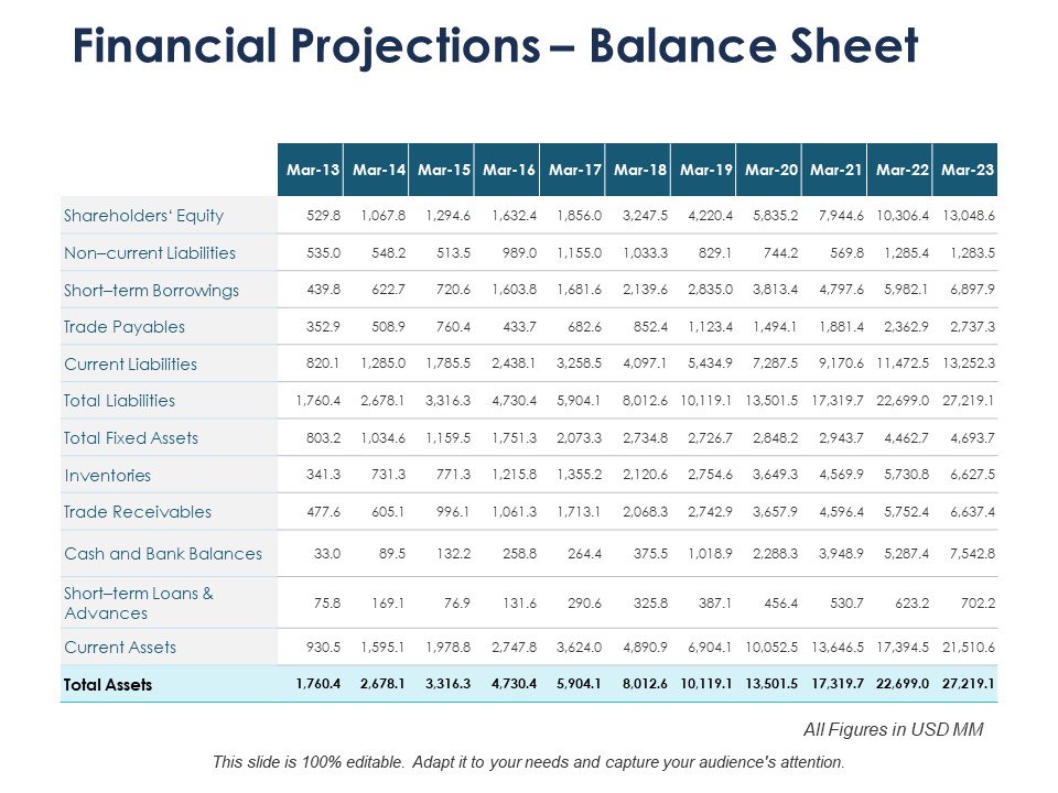 Financial Projections Balance Sheet Ppt PowerPoint Presentation Infographic Template Background Designs
