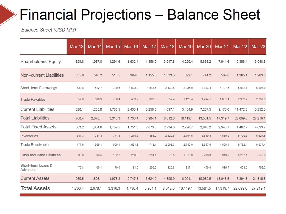 Financial Projections Balance Sheet Ppt PowerPoint Presentation Visual Aids Example File