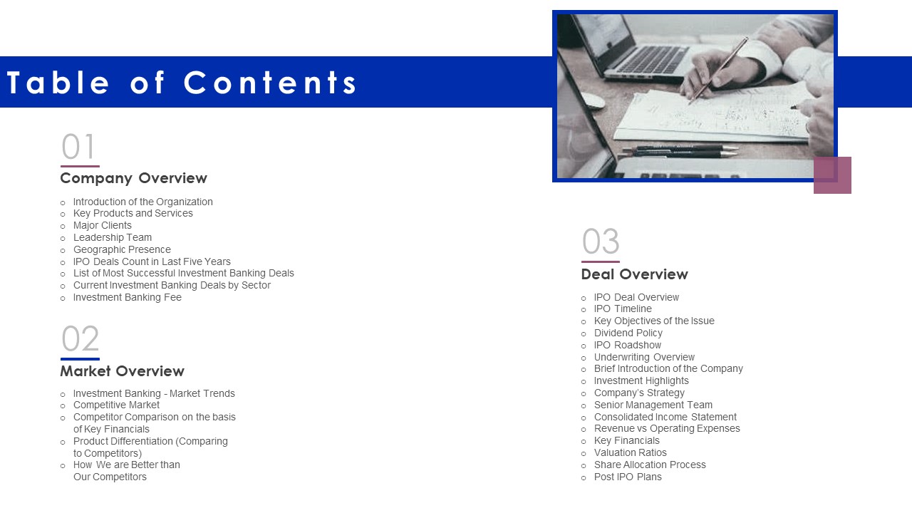 Financing Catalogue For Security Underwriting Agreement Table Of Contents Mockup PDF