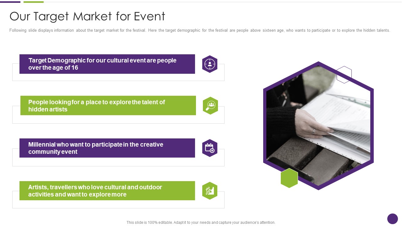 Financing Pitch Deck For Corporate Event Our Target Market For Event Infographics PDF