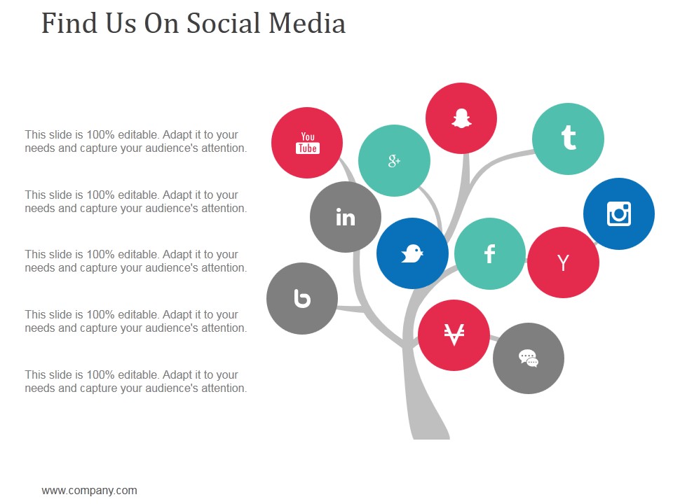 Find Us On Social Media Ppt Powerpoint Presentation Portfolio Shapes