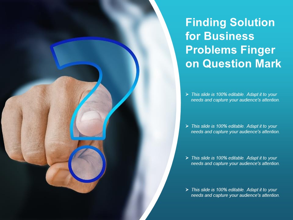 Finding Solution For Business Problems Finger On Question Mark Ppt PowerPoint Presentation Summary Smartart