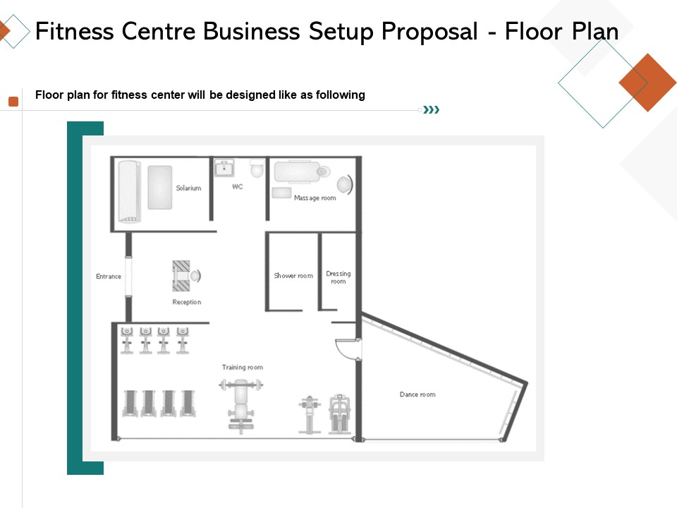 Fitness Centre Business Setup Proposal Floor Plan Ppt Summary Graphics PDF