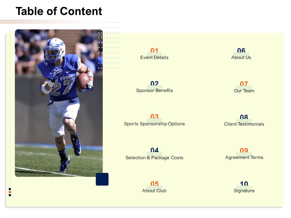 Fitness Sporting Club Table Of Content Ppt PowerPoint Presentation Show PDF