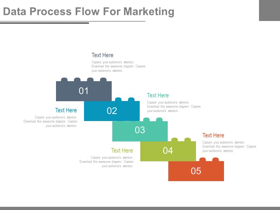 Five Lego Steps For Process Flow Powerpoint Slides