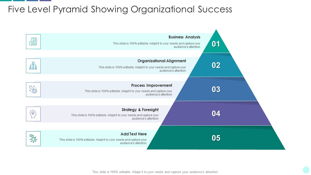 Five Level Pyramid Showing Organizational Success Background PDF