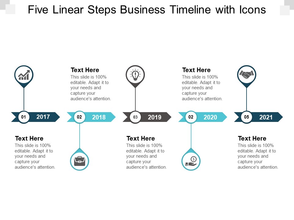 Five Linear Steps Business Timeline With Icons Ppt PowerPoint Presentation Styles Design Templates